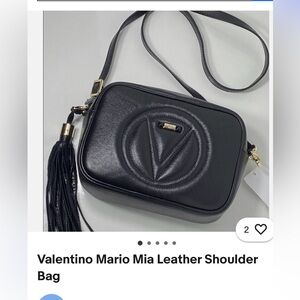 Valentino Black Leather Crossbody with Quilted V Logo